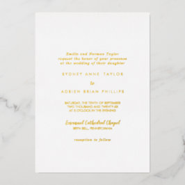 Einfache Kalligrafie Traditionelles HochzeitGold Folieneinladung