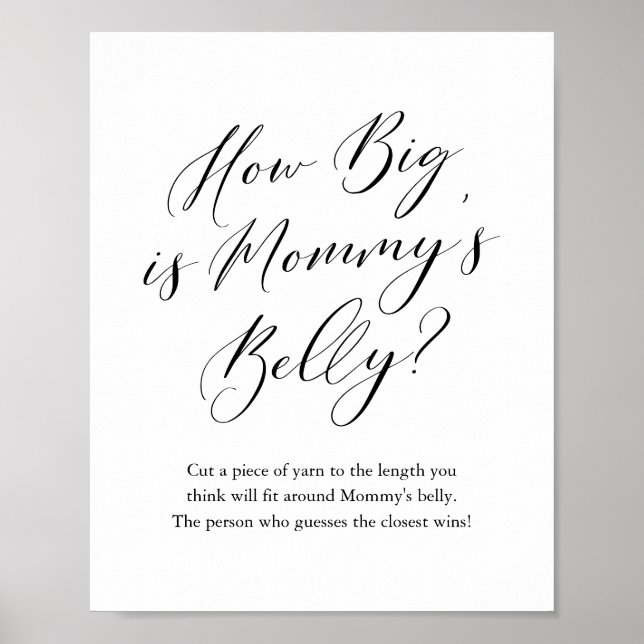 Einfache Kalligrafie Wie groß ist Mama's Bauch Gam Poster (Vorne)