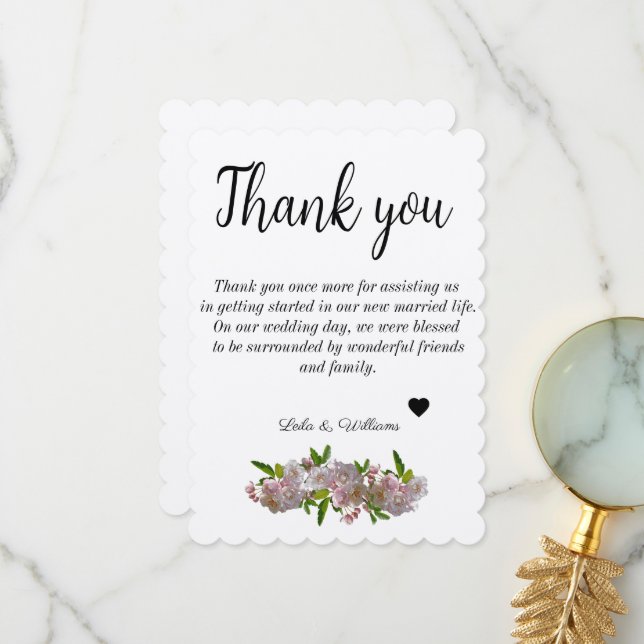 Einfache kalligrafische Hochzeit Dankeschön-Karte Dankeskarte (Vorderseite/Rückseite Beispiel)