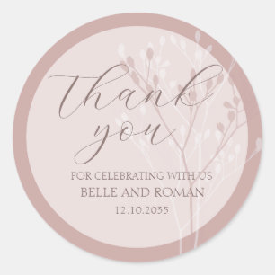 Einfache Kalligraphie Foliage Rose Gold Gastgesche Runder Aufkleber