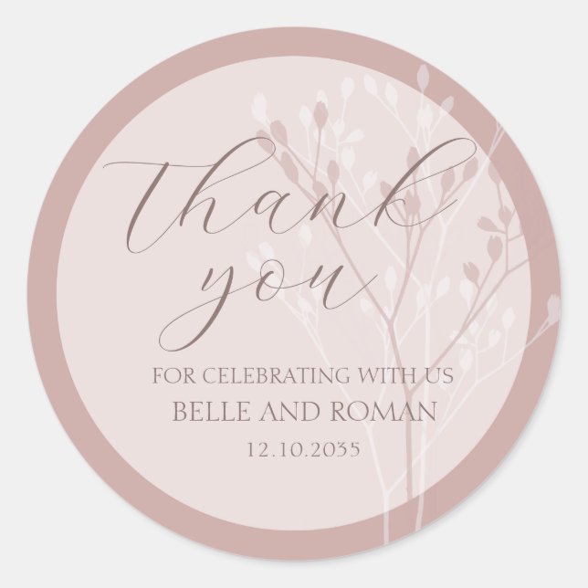 Einfache Kalligraphie Foliage Rose Gold Gastgesche Runder Aufkleber (Vorderseite)