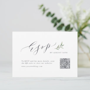 Einfache Kalligraphie rustikale Grünpflanzen Hochz RSVP Karte