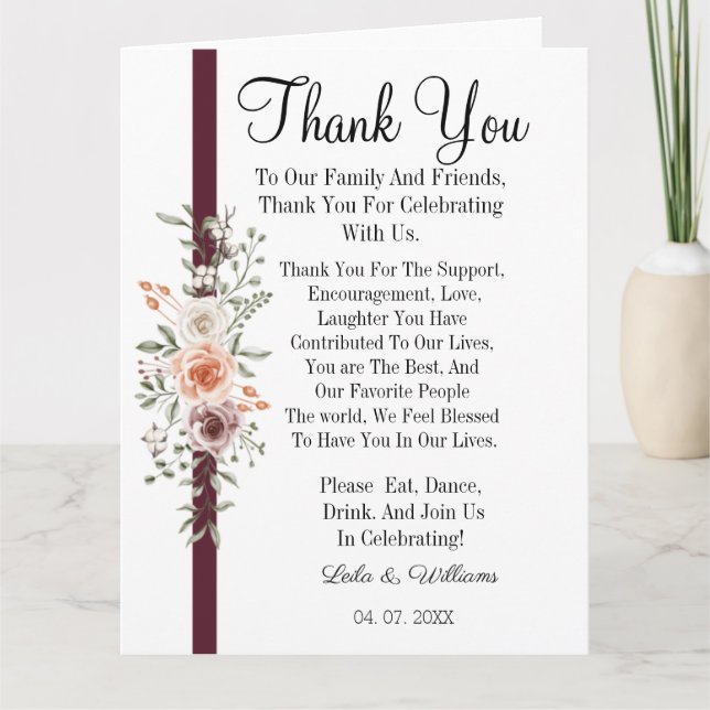 Einfache Kalligraphie Text Wedding Dankeschön Kart Dankeskarte (Vorderseite)