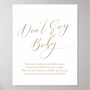Einfache kalligraphische Babydusche sagt keine Kin Poster
