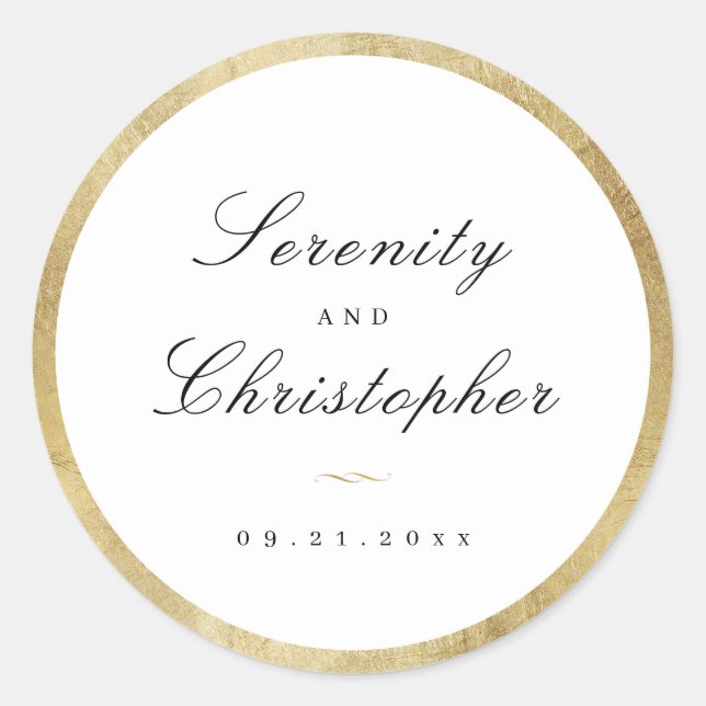 Einfache kalligraphische Gastgeschenke Hochzeiten Runder Aufkleber (Vorderseite)