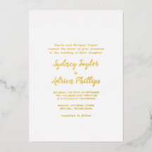 Einfache kalligraphische Gold Back Formal Wedding 