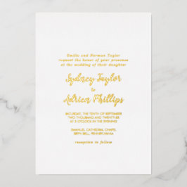 Einfache kalligraphische Gold Back Formal Wedding  Folieneinladung