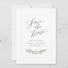 Einfache kalligraphische Hochzeit im rustikalen Gr Save The Date