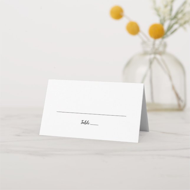 Einfache kalligraphische Hochzeit Platzkarte (Vorderseite)
