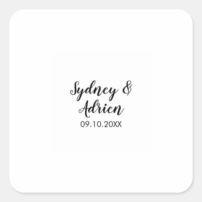 Einfache kalligraphische Hochzeiten-Umschlag Aufkl Quadratischer Aufkleber (Vorderseite)