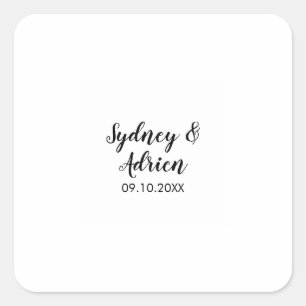 Einfache kalligraphische Hochzeiten-Umschlag Aufkl Quadratischer Aufkleber