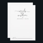 Einfache kalligraphische Hochzeiten Worte der Weis Hinweiskarte<br><div class="desc">Diese einfache kalligraphische Hochzeitsworte der Weisheitsratenkarte ist perfekt für eine rustikale Hochzeit. Das einfache und elegante Design zeichnet sich durch klassische und extravagante Schriftzeichen in Schwarz und Weiß aus. Diese Karten sind ideal für Hochzeiten, Brautparty, Babydusche, Graduiertenfest u.v.m. Personalisieren Sie die Karten mit den Namen der Braut und Bräutigam, den...</div>