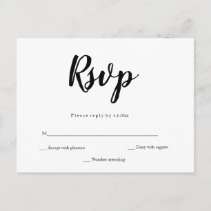 Einfache kalligraphische Hochzeitkarten rsvp Postk Einladungspostkarte