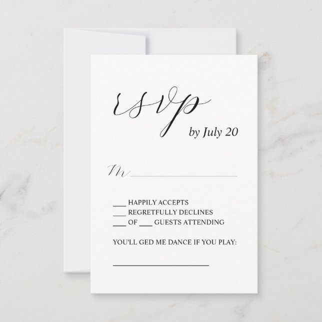 Einfache kalligraphische Hochzeitskarten RSVP Karte (Vorderseite)