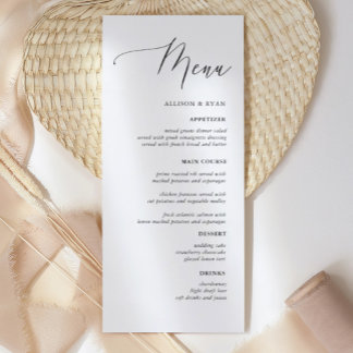 Einfache kalligraphische Rustikale Hochzeitsmenüs Menükarte
