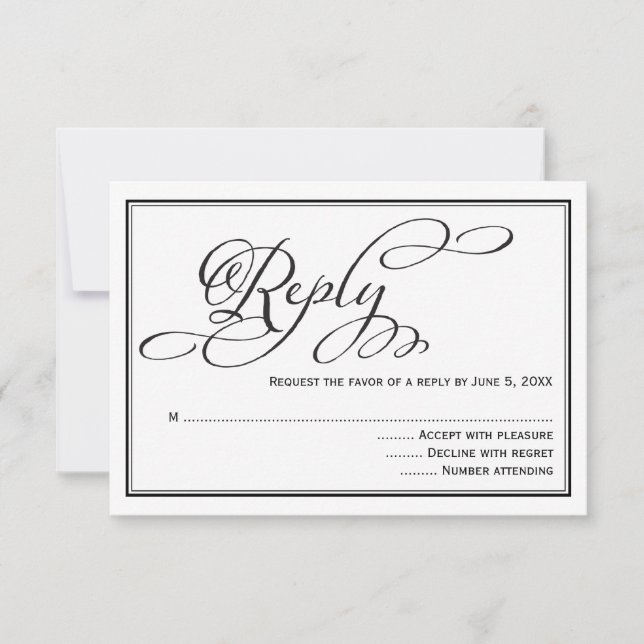 Einfache kalligraphische Skripterwiderrufkarte für RSVP Karte (Vorderseite)