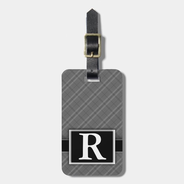 Einfache Karierte Minimalistische Moderne Elegante Gepäckanhänger (Vorderseite vertikal)