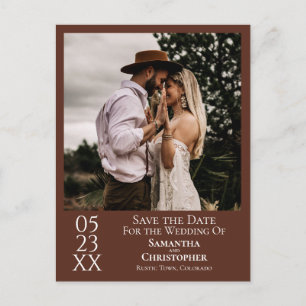 Einfache Kastanienbraun Hochzeit Speichern Sie das Postkarte