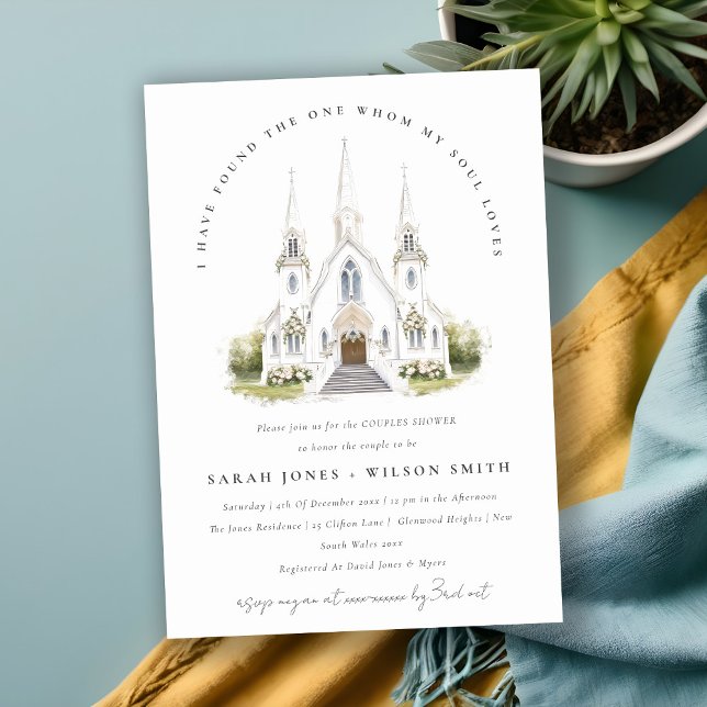 Einfache katholische Wasserfarben Kirche Paare Dus Einladung (Von Creator hochgeladen)
