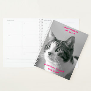 Einfache Katzen-Planerin Schwarz/Weiß Planer