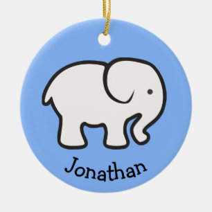 Einfache Keramik mit weißem Elefanten Ornament