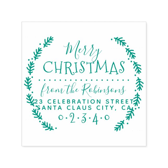 Einfache Kiefernwüste Weihnachtsbezeichnung & Rück Permastempel (Design)