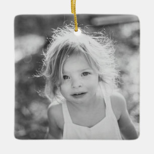 Einfache Kinder Foto Schwarz und Weiß halten Keramikornament