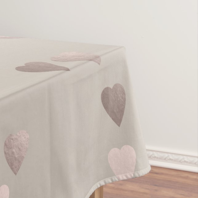 einfache klare RosengoldLiebeherzen, neutral Tischdecke (Beispiel)