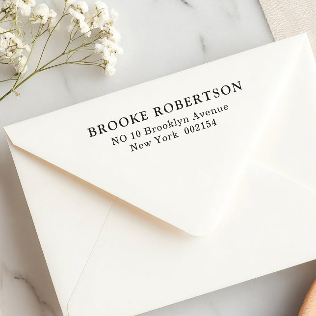 Einfache, klare Rücksendeadresse, die Briefmarke Permastempel (Simple clear return address self inking stamp)