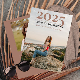 Einfache Klasse 2025 Zwei Foto Terracotta Abschlus Einladung