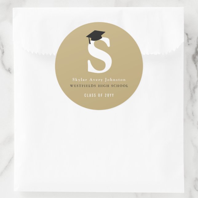 Einfache Klassik Grad Monogramm Moderne Graduierun Runder Aufkleber (Tasche)