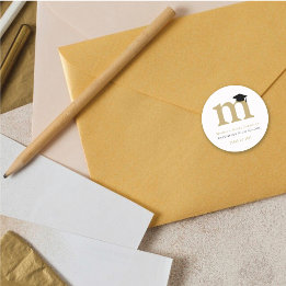 Einfache Klassik Grad Monogramm Moderne Graduierun Runder Aufkleber