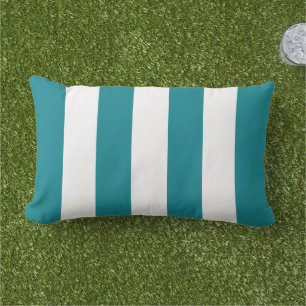 Einfache klassische Aquamarine Cabana Streifen Kissen Für Draußen