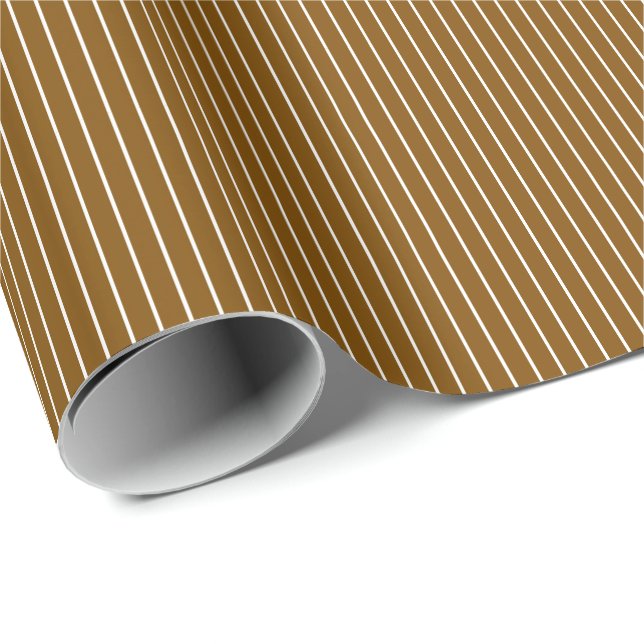 Einfache klassische braune und weiße Streifen Geschenkpapier (Rolleneckpunkt)