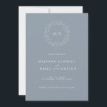 Einfache klassische Dusty Blue Leafy Wappen Wildbl Save The Date<br><div class="desc">Einfaches Classic Dusty Blue Leafy Wildblume Wappen Save the Date - Einfache und elegante leafy Wildblume botanischer Kranz ist auf diesem einfachen, aber oh so eleganten Save the Date. Auf der Rückseite der Einladung befindet sich das Lieblings-Foto des Ehepaars in voller Blende. Save the Date wird in staubblauer Farbe angezeigt,...</div>