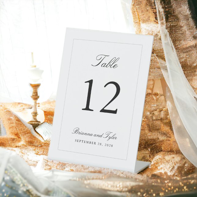 Einfache klassische Elegante Hochzeiten Tischnumme Sockelschild (Von Creator hochgeladen)
