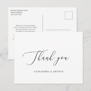 Einfache klassische elegante Hochzeits-Dankeschön- Postkarte