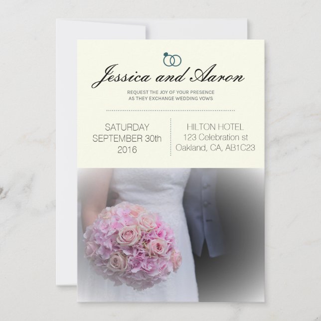 Einfache klassische Hochzeitseinladung Elfenbeinhi Einladung (Vorderseite)