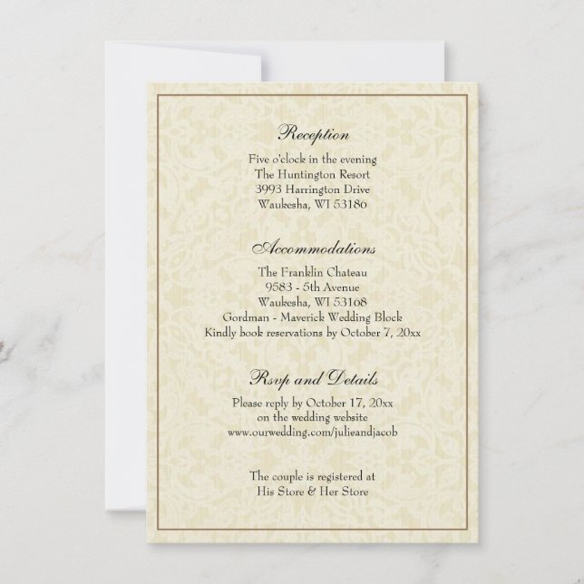 Einfache klassische Hochzeitsempfehlung Einladung (Vorderseite)