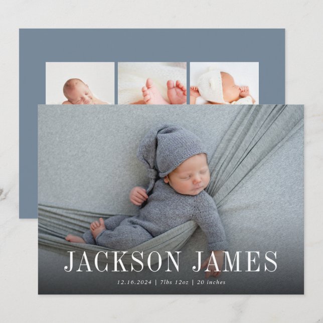 Einfache klassische, horizontale Foto-Geburt Ankündigung (Vorne/Hinten)