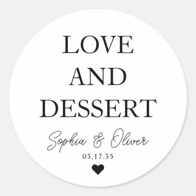 Einfache klassische LIEBE DESSERT Herz Gastgeschen Runder Aufkleber (Vorderseite)