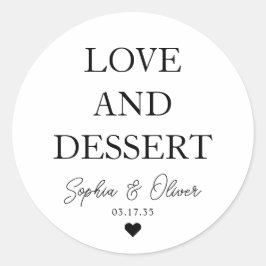 Einfache klassische LIEBE DESSERT Herz Gastgeschen Runder Aufkleber