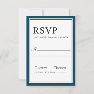 Einfache klassische Marine und White Wedding RSVP Karte