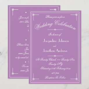 Einfache Klassische Mauve Flieder All-in-One-Hochz Einladung