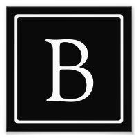 Einfache klassische Monogramm | Schwarz mit weißem