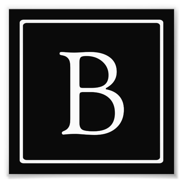 Einfache klassische Monogramm | Schwarz mit weißem Fotodruck (Vorne)