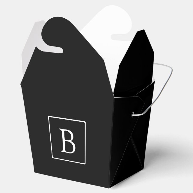 Einfache klassische Monogramm | Schwarz mit weißem Geschenkschachtel (Geöffnet)