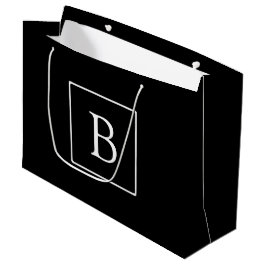 Einfache klassische Monogramm | Schwarz mit weißem Große Geschenktüte