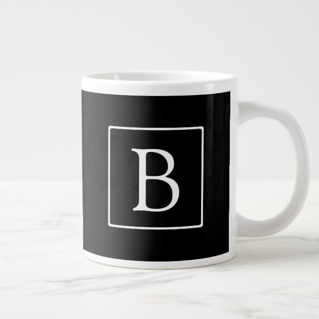 Einfache klassische Monogramm | Schwarz mit weißem Jumbo-Tasse (Rechts)
