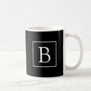 Einfache klassische Monogramm   Schwarz mit weißem Kaffeetasse